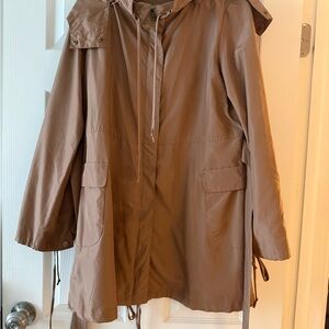 Women's Camel Colored Hooded Lightweight Jacket